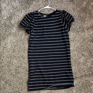 Hayden Navy and White Striped Midi Dress